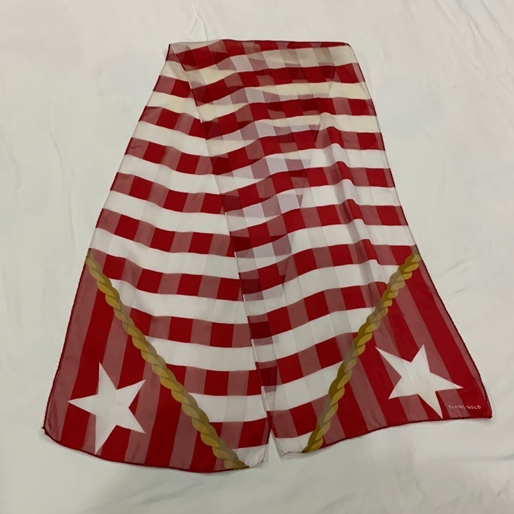 Elaine Gold red and white nautical oblong scarf